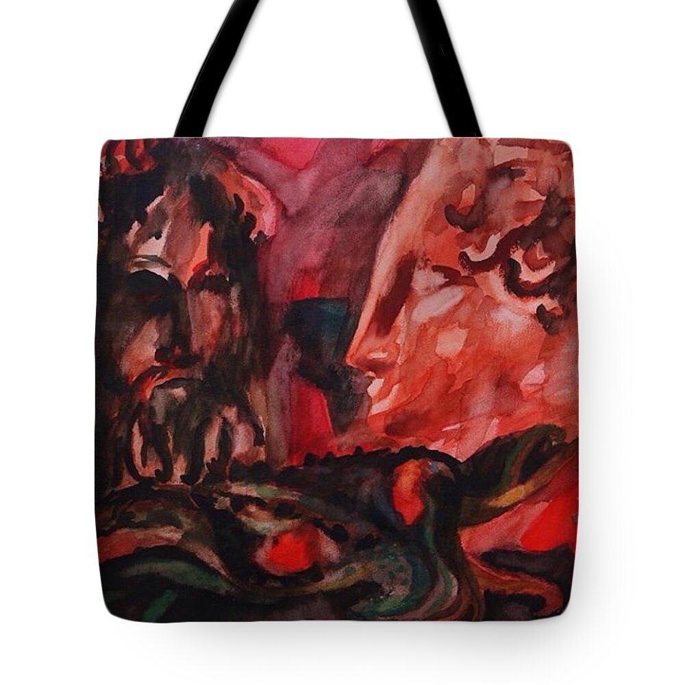 Ancient Greece Tote Bag featuring the painting Dialogo Silenzioso by Enrico Garff