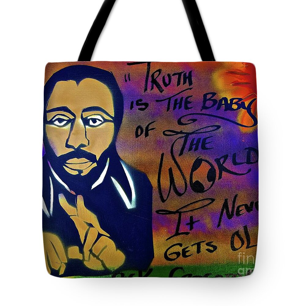 Hip Hop Tote Bag featuring the painting Dick Gregory Truth by Tony B Conscious