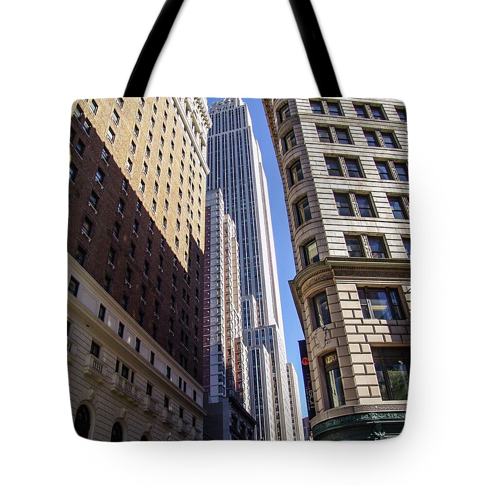 Buildings Tote Bag featuring the photograph diEyeSpyArtNYC Midtown Stroll 8217 by DiDesigns Graphics