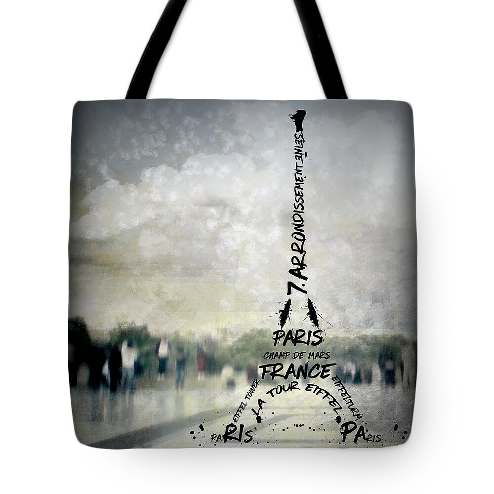 Abstract Tote Bag featuring the digital art Digital-Art PARIS Eiffel Tower No.2 by Melanie Viola