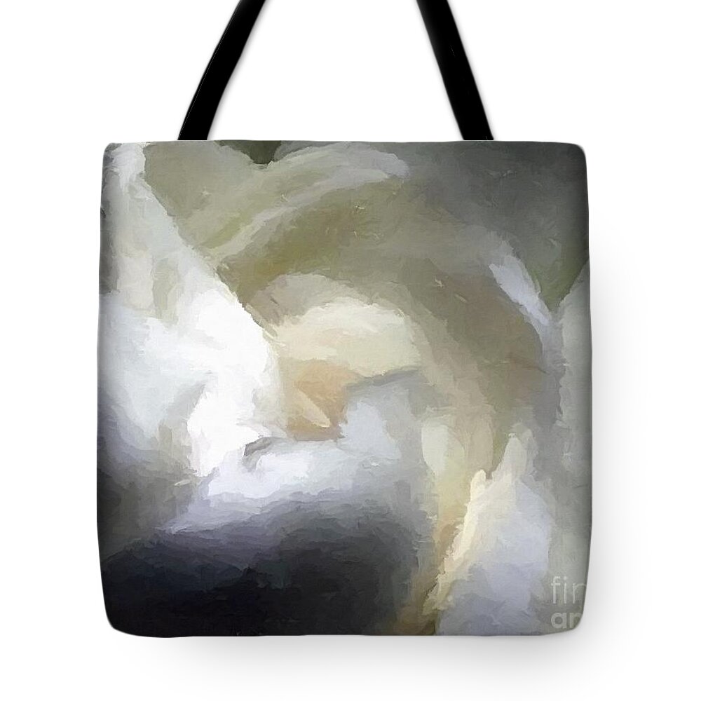 Digital Painting Tote Bag featuring the digital art Digital Painting Gardenia Flower by Delynn Addams