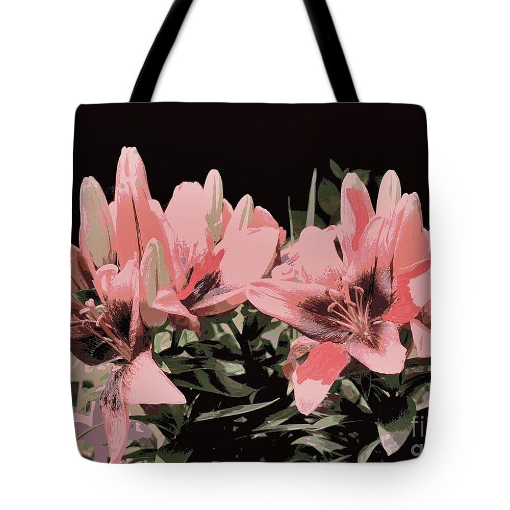 Photo Tote Bag featuring the digital art Digitalized Lilies by Marsha Heiken