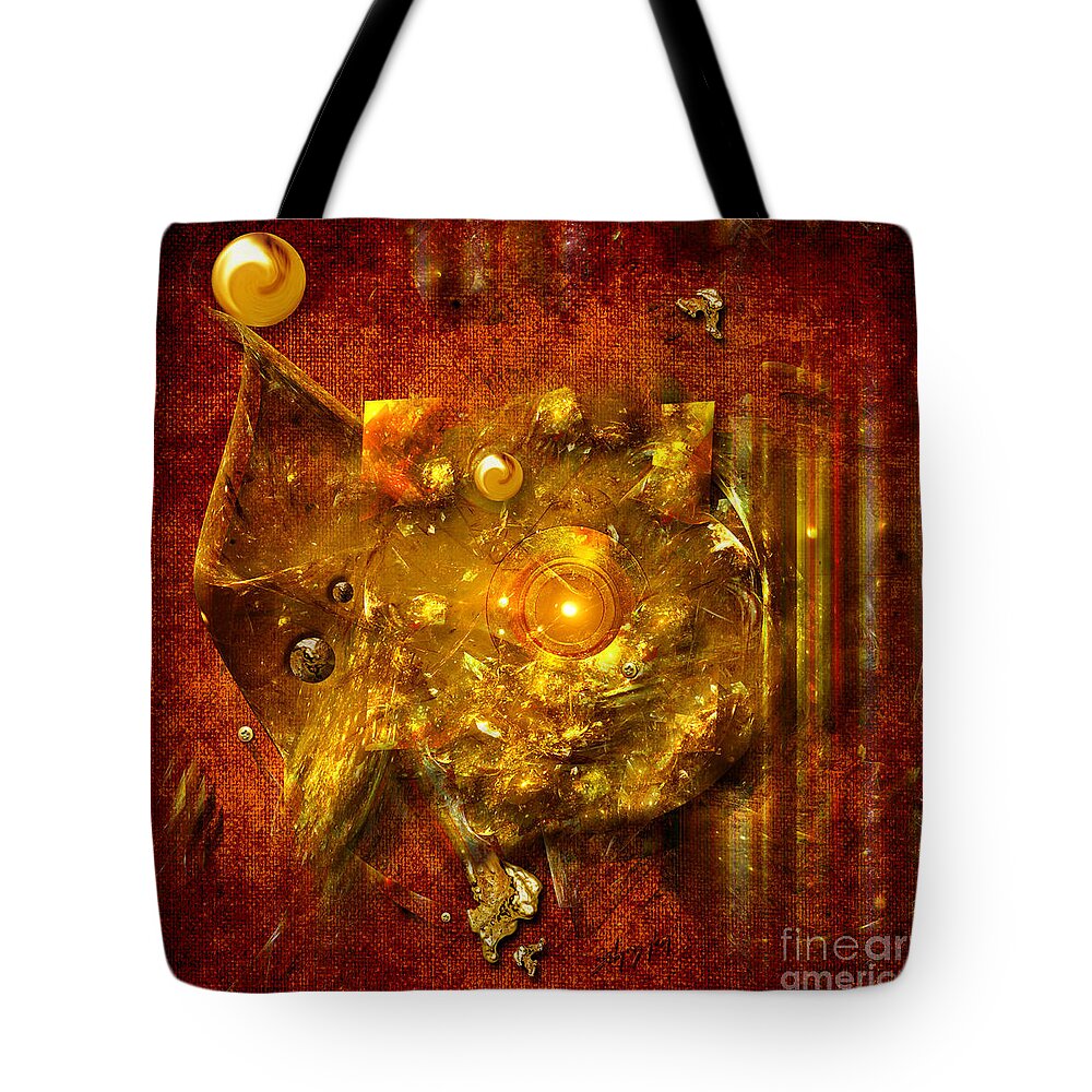 Gold Tote Bag featuring the painting Dimension hole by Alexa Szlavics