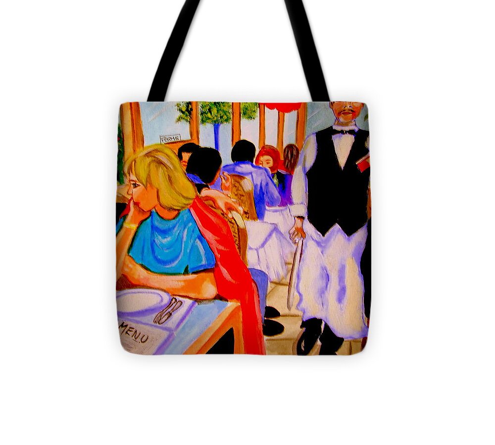 Paris Tote Bag featuring the sculpture Diners at La Lutetia by Rusty Gladdish
