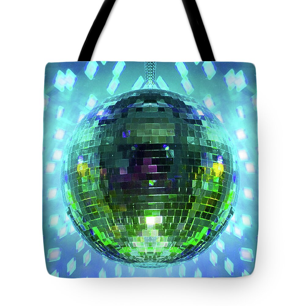 Disco Ball Tote Bag featuring the photograph Disco Ball Light Blue by Andee Design