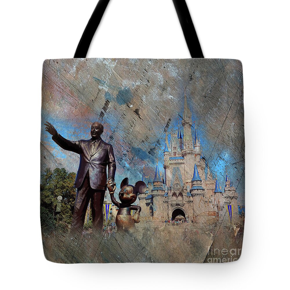 Disney Tote Bag featuring the painting Disney World by Gull G