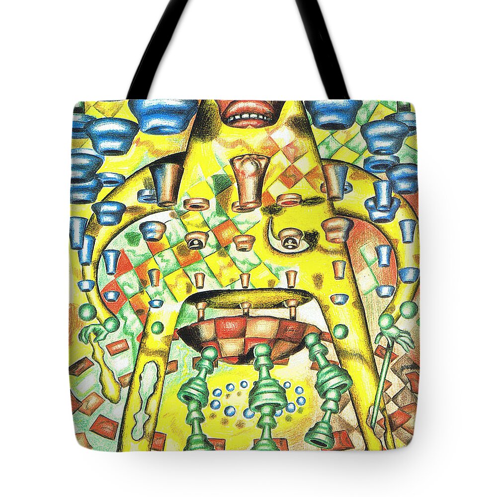 Chess Tote Bag featuring the drawing Dissecting the Opponent by Justin Jenkins