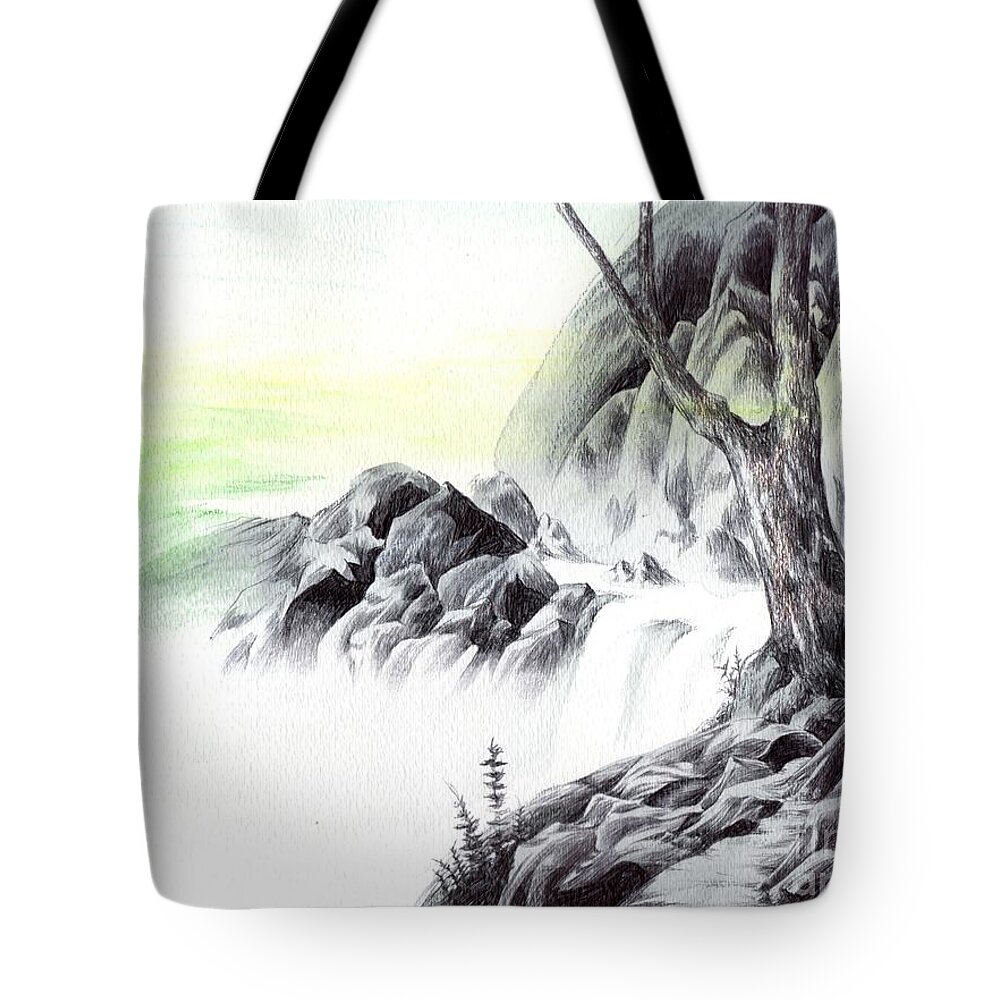 Pen Tote Bag featuring the drawing Distance by Alice Chen