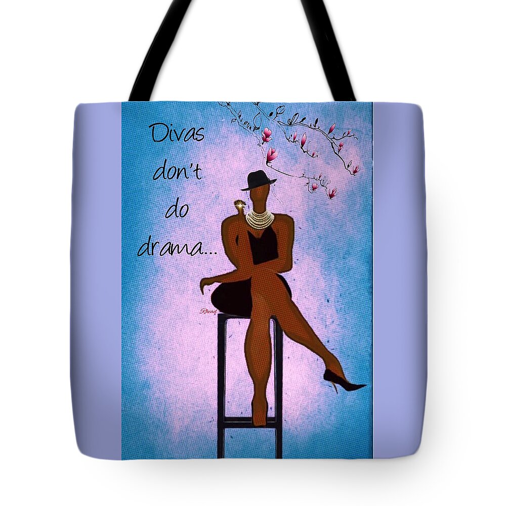 Bald Tote Bag featuring the digital art Divas Don't by Romaine Head
