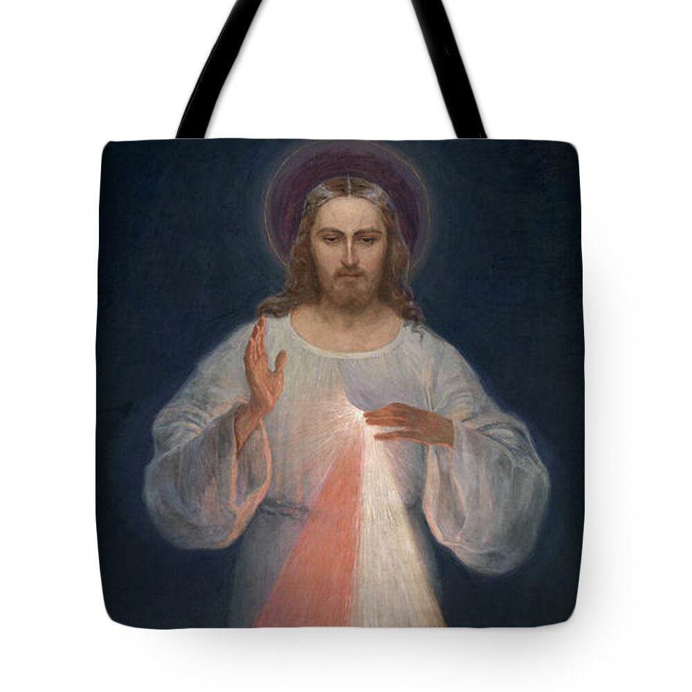 Eugene Kazimierowski Tote Bag featuring the painting Divine Mercy by Eugene Kazimierowski