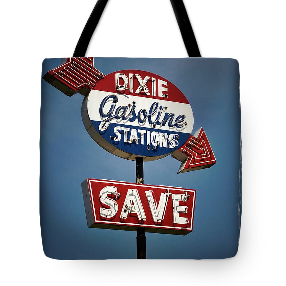 Gasoline Tote Bag featuring the photograph Dixie Gasoline by Micah Offman