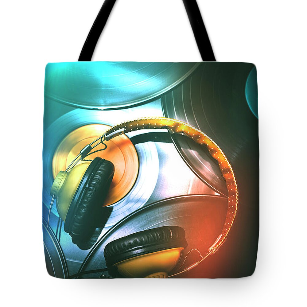 Nightclub Tote Bag featuring the photograph DJ Club Sound by Jorgo Photography