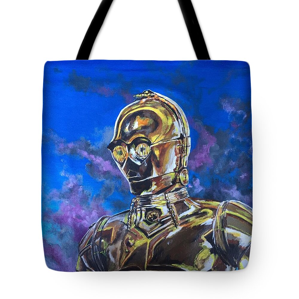 Pop Art Tote Bag featuring the painting Do Droids Cry Electric Tears? by Joel Tesch