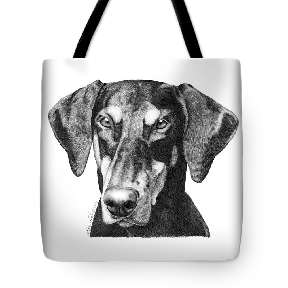 Drawing Tote Bag featuring the drawing Doberman by Abbey Noelle