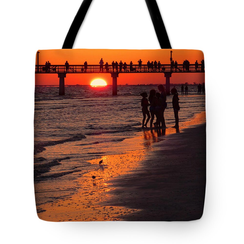 Sunset Tote Bag featuring the photograph Dock Sunset by Rosalie Scanlon