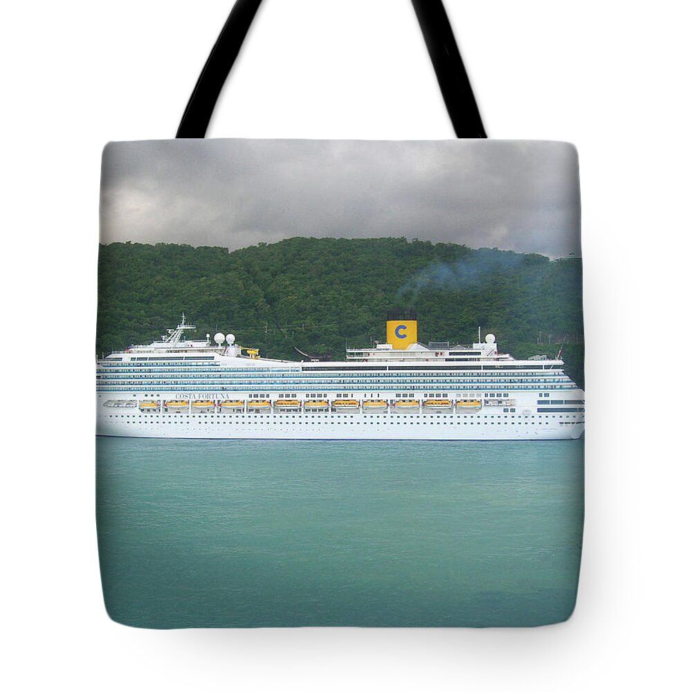 Docked In Ocho Rios Jamaica Tote Bag featuring the photograph Docked In Ocho Rios Jamaica by Emmy Marie Vickers