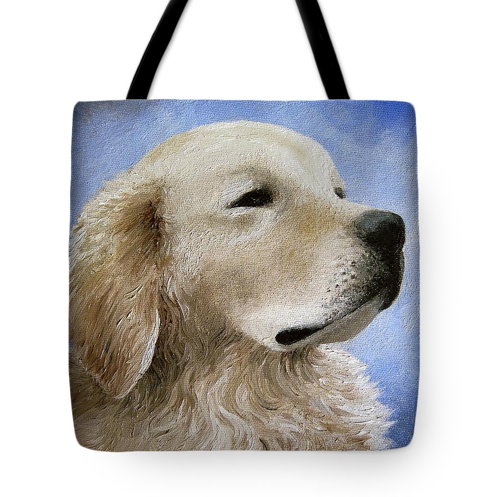 Dog Tote Bag featuring the painting Dog 98 by Lucie Dumas