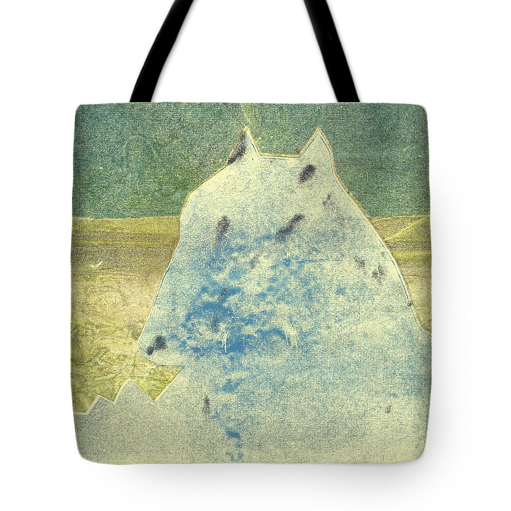 Dog Tote Bag featuring the relief Dog at the beach 10 by Edgeworth Johnstone