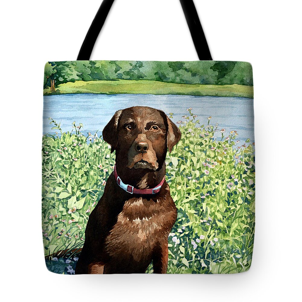 #portrait #dog #watercolor #painting #water #stateparks #hunting Tote Bag featuring the painting Dog Portrait #1 by Mick Williams