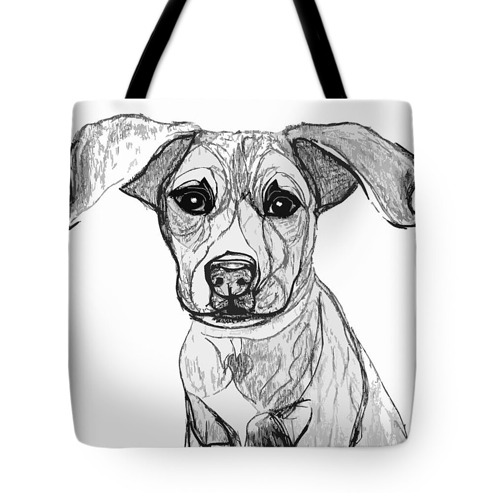 Dog Tote Bag featuring the digital art Dog Sketch in Charcoal 7 by Ania M Milo