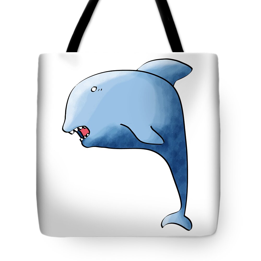 Dolphin Tote Bag featuring the digital art Dolphin Blue by Piotr Dulski