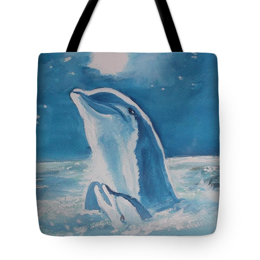 Dolphins Tote Bag featuring the painting Dolphins by Carole Robins
