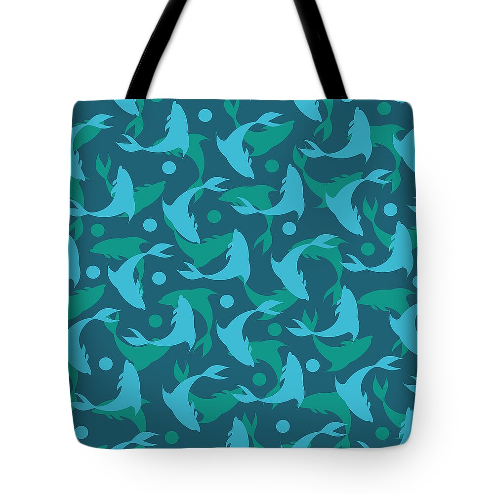 Dolphins Tote Bag featuring the photograph Dolphins In Blue by Mark Ashkenazi