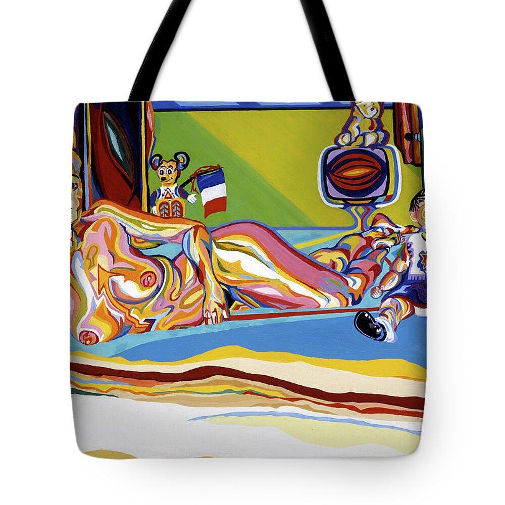 Female Nude Tote Bag featuring the painting Domaine De Dominique by Robert SORENSEN