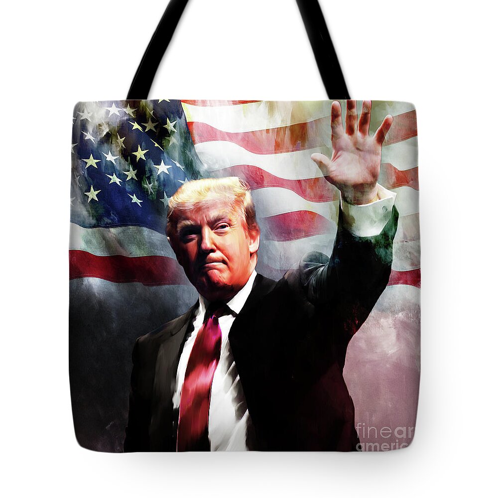 Donald Trump Tote Bag featuring the painting Donald Trump 01 by Gull G