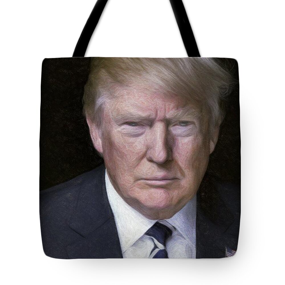 Donald Trump Tote Bag featuring the painting Donald Trump by Vincent Monozlay