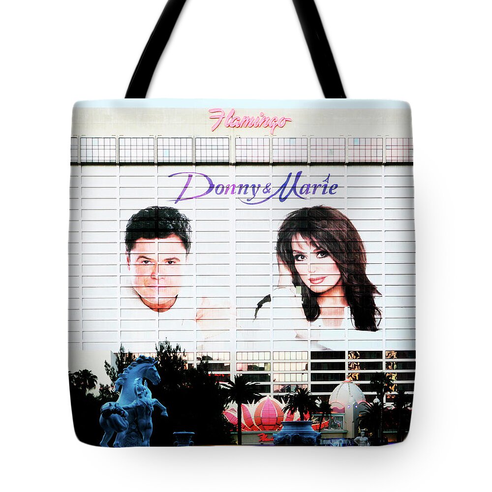 Donny And Marie Osmond Tote Bag featuring the photograph Donny and Marie Osmond Large Ad on Hotel by Marilyn Hunt