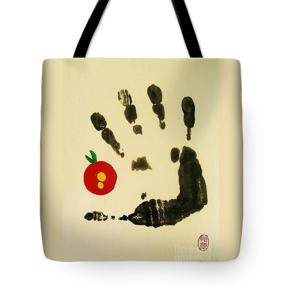 Original: Abstract Tote Bag featuring the painting Don't touch me by Thea Recuerdo