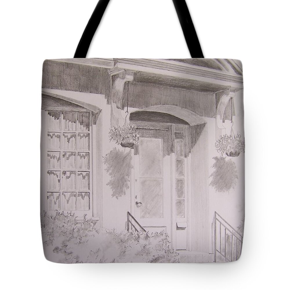 Doorway Tote Bag featuring the drawing Doorway by Jackie Mueller-Jones