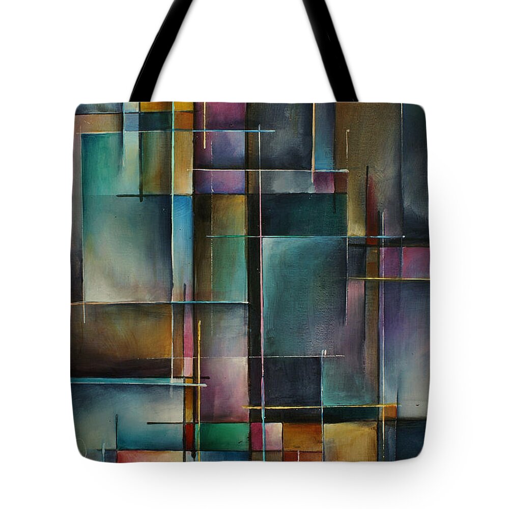 Abstract Tote Bag featuring the painting Doorway to... by Michael Lang