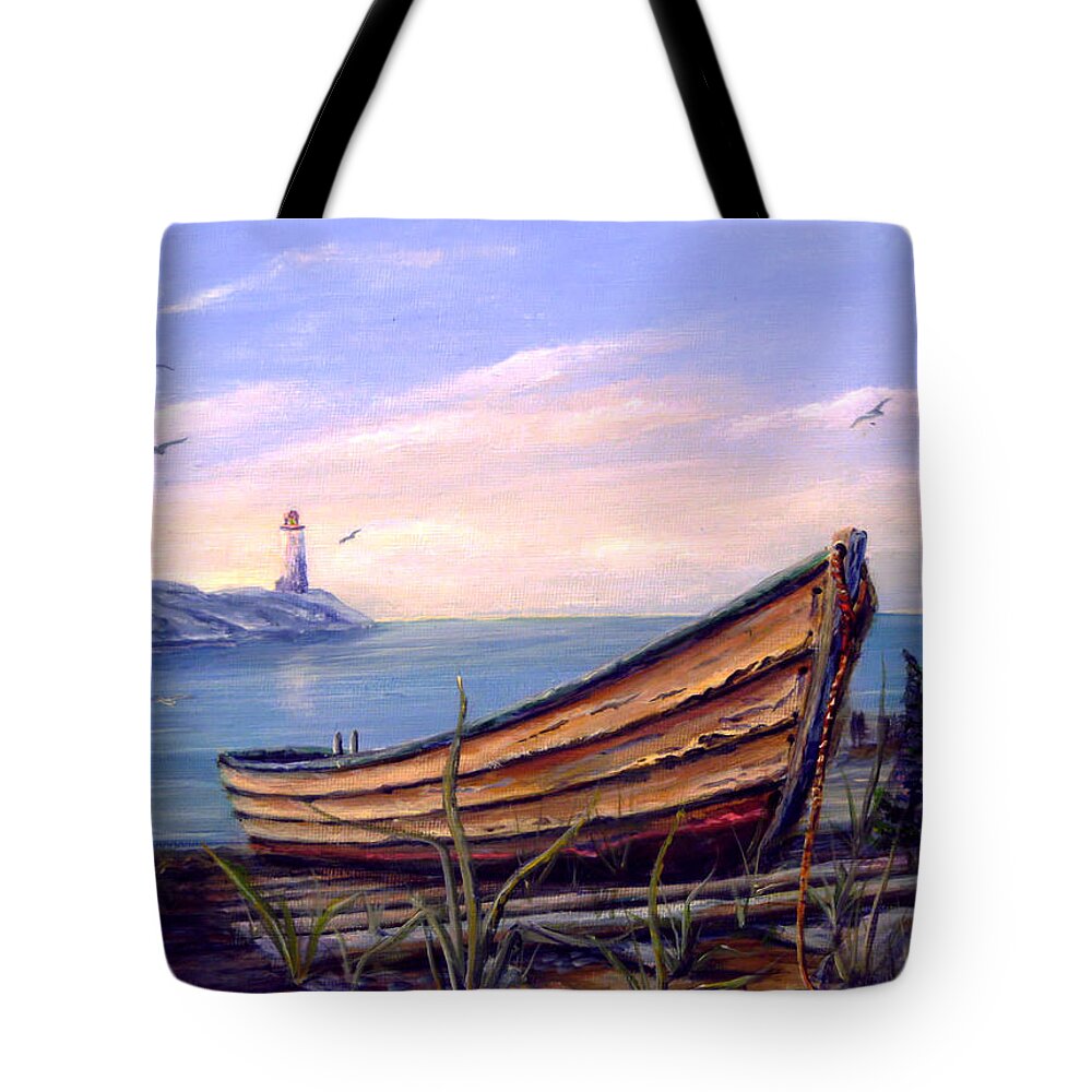 Landscape Tote Bag featuring the painting Dory At Rest by Wayne Enslow