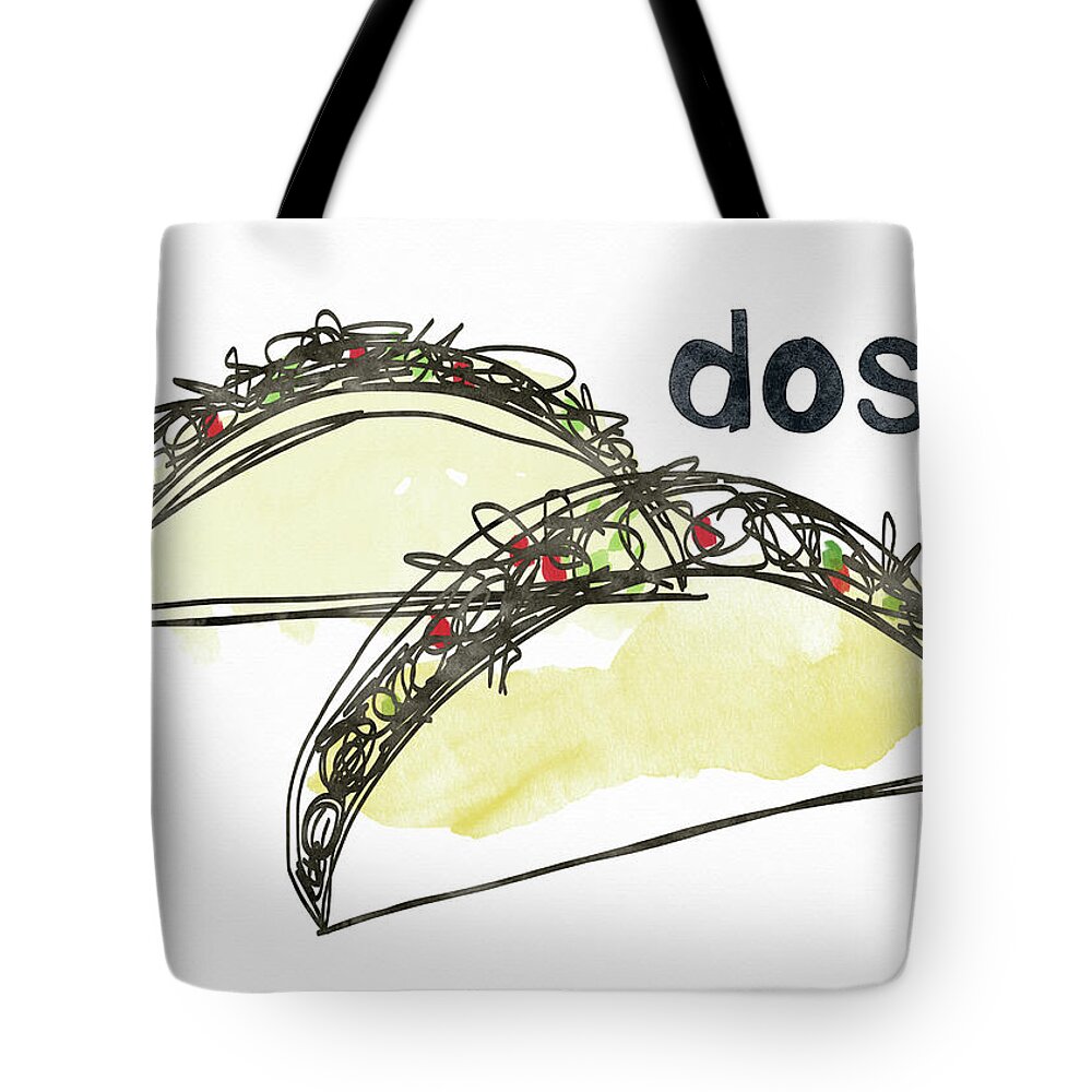 Tacos Tote Bag featuring the painting Dos Tacos- Art by Linda Woods by Linda Woods