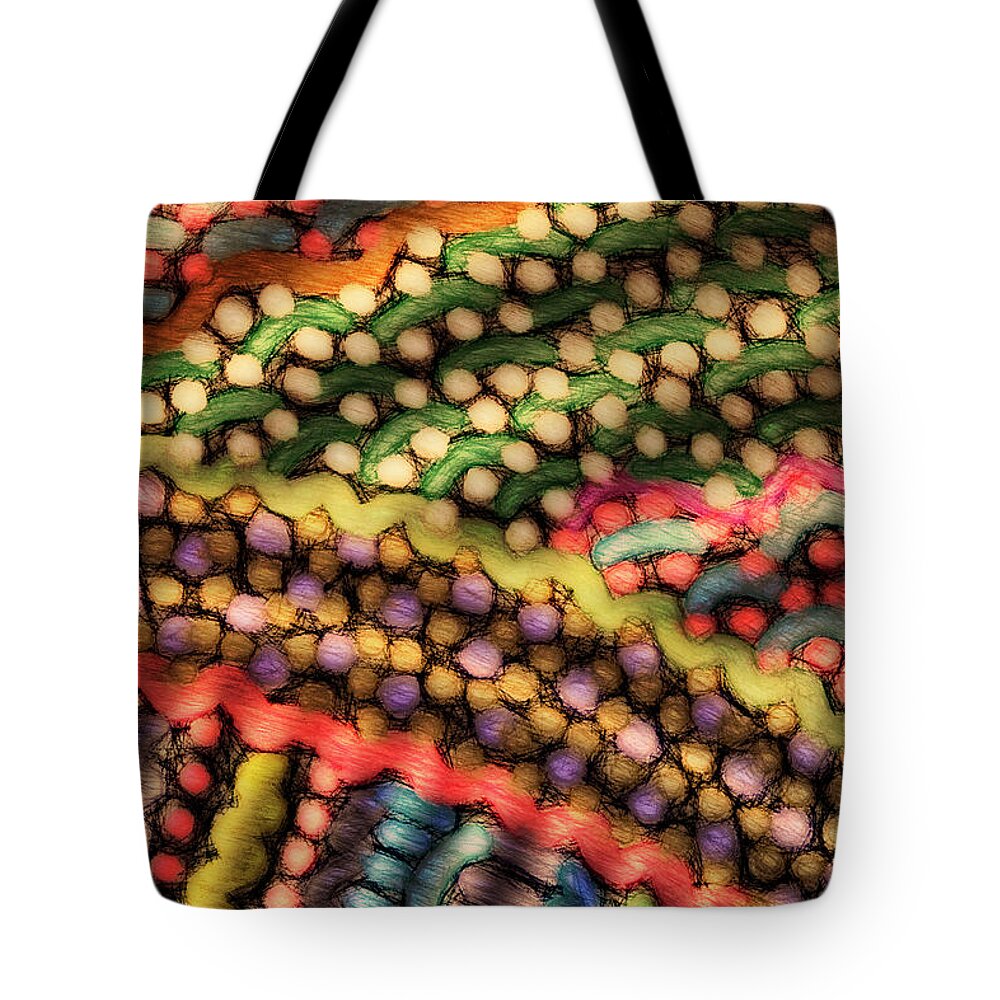 Abstract Experimentalism Tote Bag featuring the digital art Dot Matrix by Becky Titus