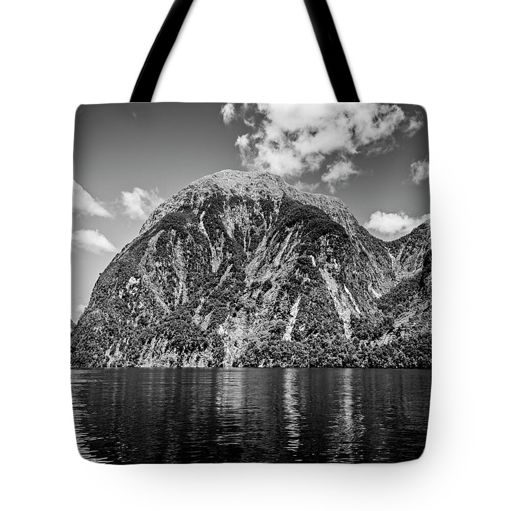 Joan Carroll Tote Bag featuring the photograph Doubtful Sound BW by Joan Carroll