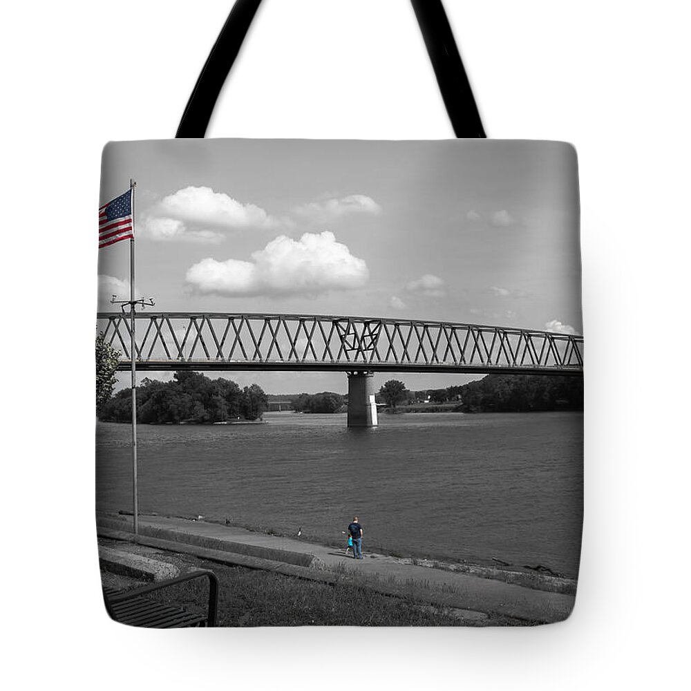 Ohio River Tote Bag featuring the photograph Down by the River by Holden The Moment