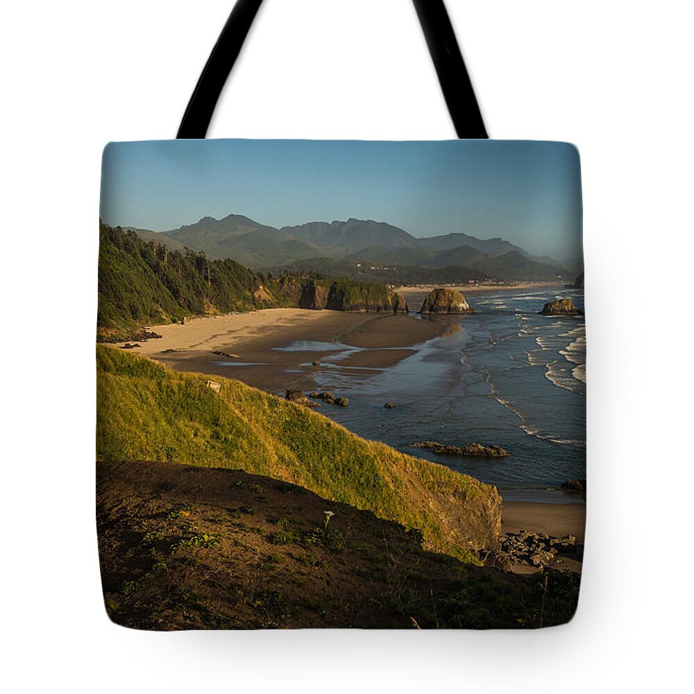 Cannon Beach Tote Bag featuring the photograph Down the Coast by Kristopher Schoenleber