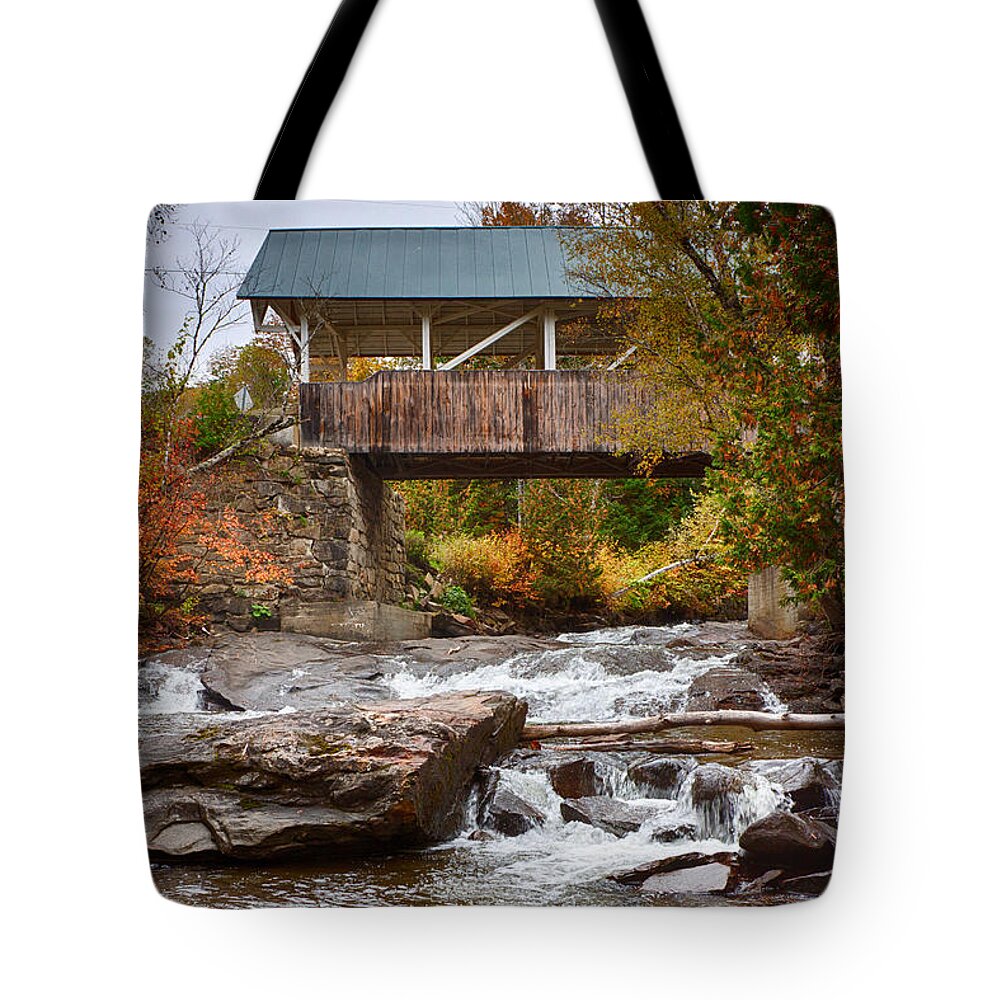 #jefffolger Tote Bag featuring the photograph Down the road to Greenbanks's Hollow covered bridge by Jeff Folger