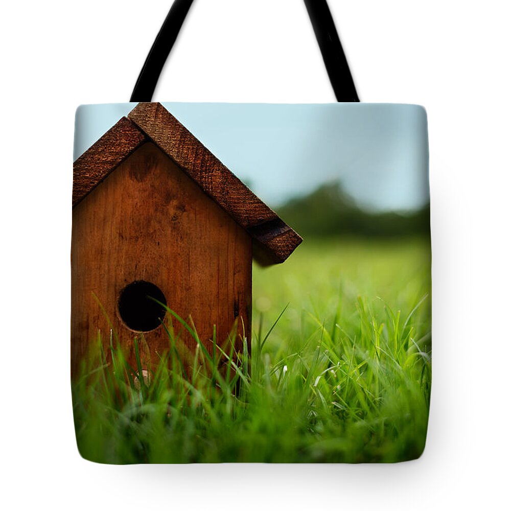 Birdhouse Tote Bag featuring the photograph Down To Earth by Laura Fasulo