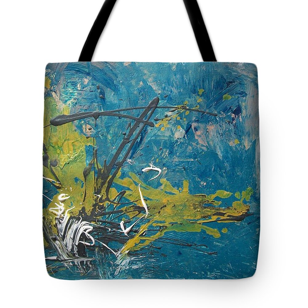 Sonal Raje Tote Bag featuring the painting Downpour by Sonal Raje