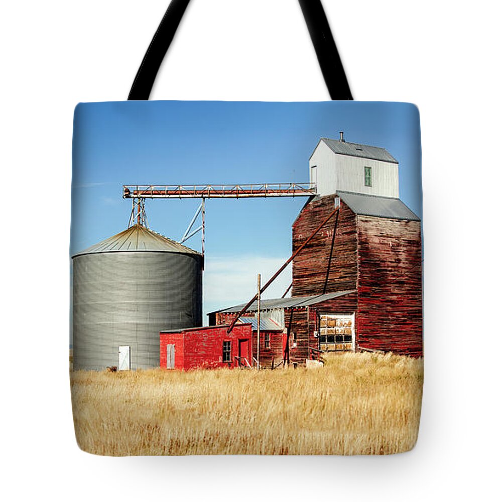 Grain Elevator Tote Bag featuring the photograph Downtown Benchland by Todd Klassy