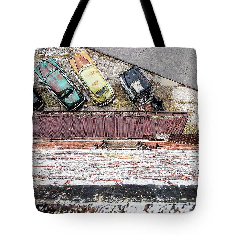 Vintage Tote Bag featuring the photograph Downtown Relics by Deborah Penland