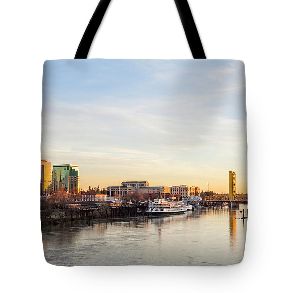 Downtown Tote Bag featuring the photograph Downtown Sacramento skyline near sunset by Ken Brown
