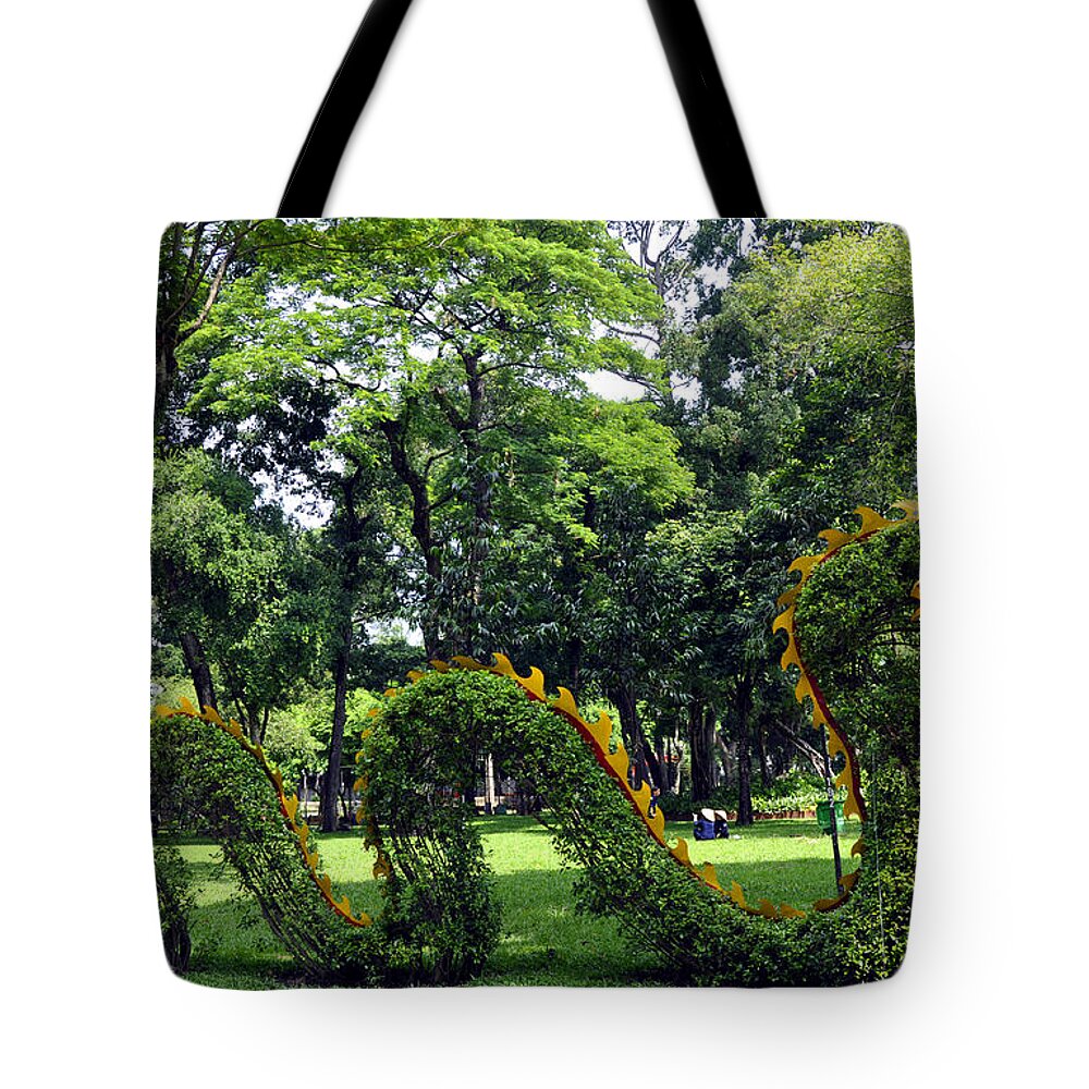 Dragon Topiary Tote Bag featuring the photograph Dragon Topiary by Andrew Dinh