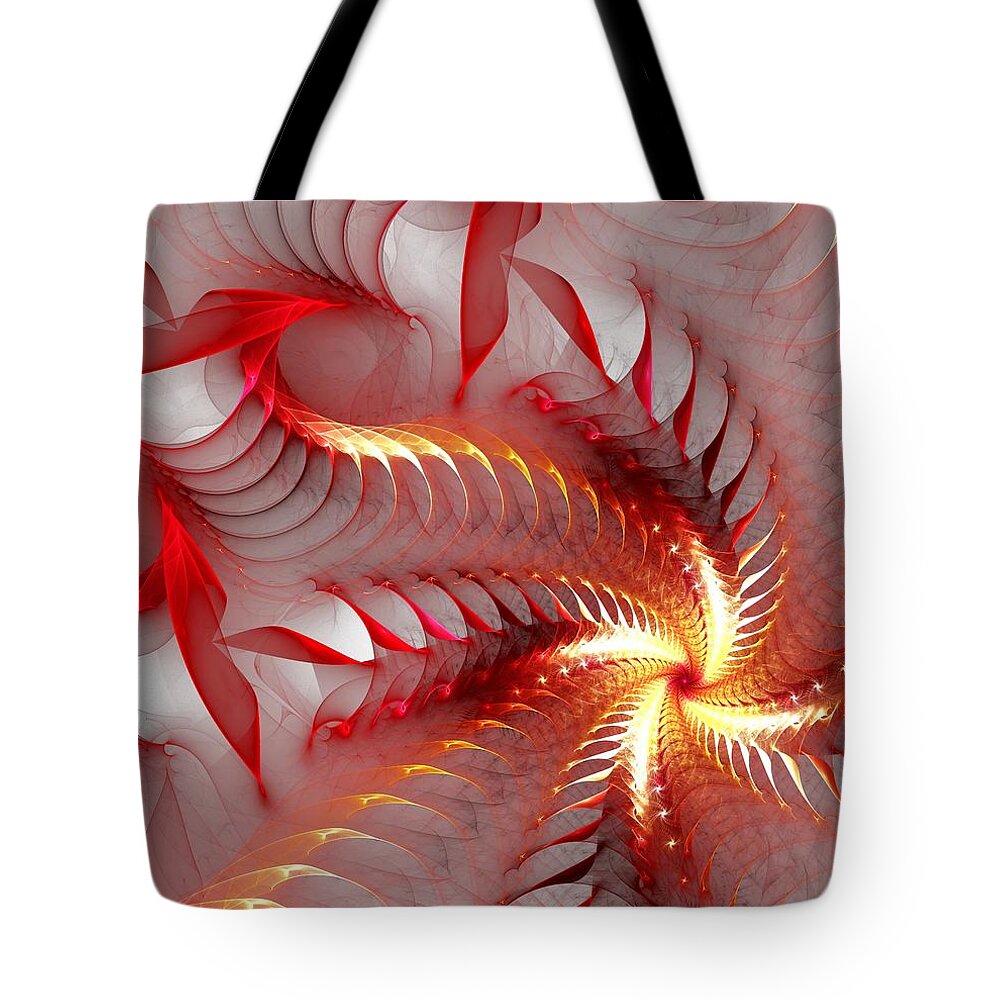 Dragon Tote Bag featuring the digital art Dragon Flower by Anastasiya Malakhova