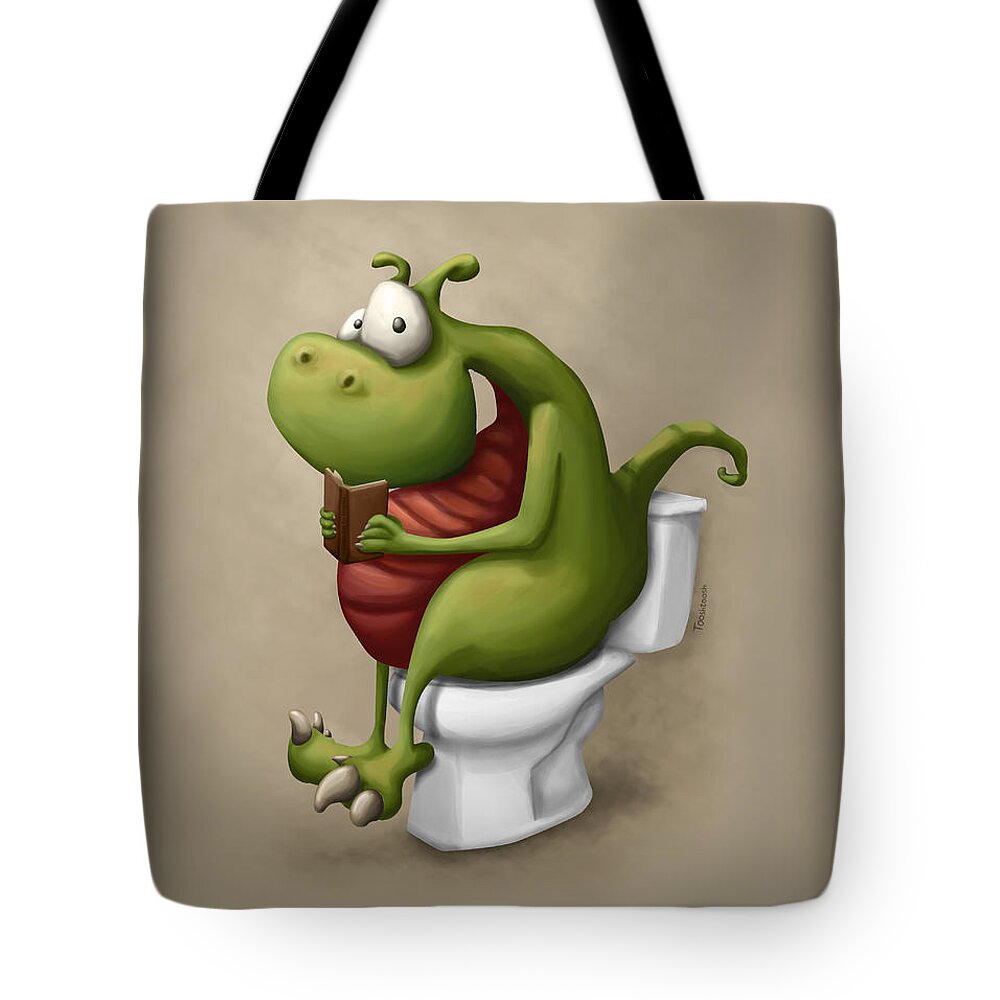 Toilet Tote Bag featuring the digital art Dragon number 2 by Tooshtoosh