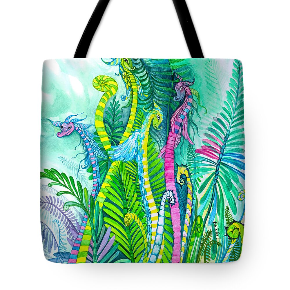 Adria Trail Tote Bag featuring the painting Dragon Sprouts by Adria Trail